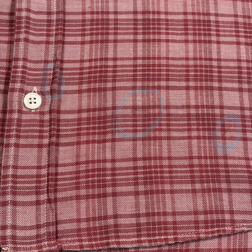 Billy Red Men’s Medium Slim Red Plaid Short Sleeve Button Down, light weight - Picture 7 of 11